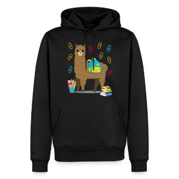 Lama Alpaka Einschulung Schulbeginn Geschenk - Männer Premium Bio Hoodie - Schwarz - Vorne - Nico (187cm)