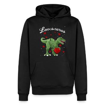 lovesaurus dinosaure saint valentin - Sweat à capuche Premium bio Homme - noir - Devant - Nico (187cm)