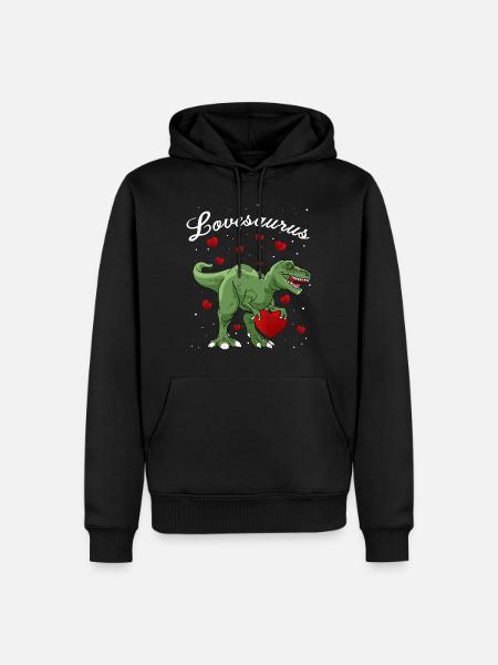 lovesaurus dinosaur valentine day - Men’s Premium Organic Hoodie - black