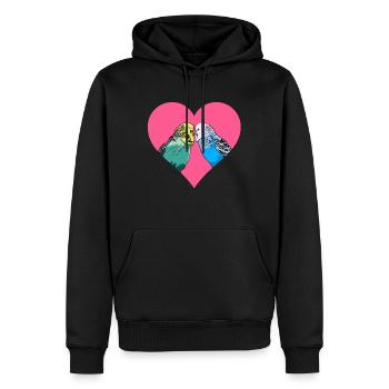Conception d'amour avec des perruches colorées - Sweat à capuche Premium bio Homme - noir - Devant - Nico (187cm)