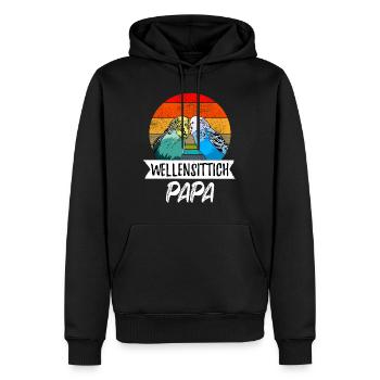 Wellensittich Papa Design mit Wellensittichen - Männer Premium Bio Hoodie - Schwarz - Vorne - Nico (187cm)