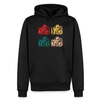 Photographe photo caméra rétro caméra caméra - Sweat à capuche Premium bio Homme - noir - Devant - Nico (187cm)