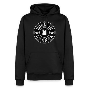 Né à Luanda Design Né à Luanda - Sweat à capuche Premium bio Homme - noir - Devant - Nico (187cm)