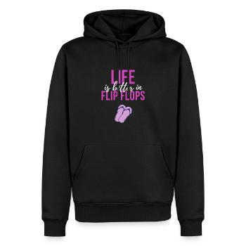 La vie des tongs - Sweat à capuche Premium bio Homme - noir - Devant - Nico (187cm)