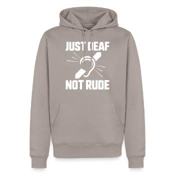 Just Deaf Not Rude Sourd Awareness Ruban jaune - Sweat à capuche Premium bio Homme - taupe - Devant - Nico (187cm)