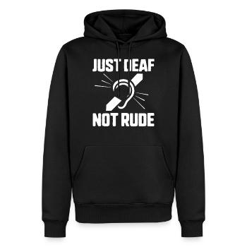 Just Deaf Not Rude Deaf Awareness Yellow Ribbon - Men’s Premium Organic Hoodie - black - Front - Nico (187cm)
