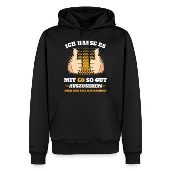 60.Geburtstag - Männer Premium Bio Hoodie - Schwarz - Vorne - Nico (187cm)