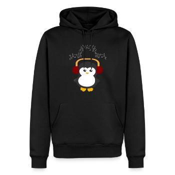 Lecteurs de musique de pingouin - Sweat à capuche Premium bio Homme - noir - Devant - Nico (187cm)