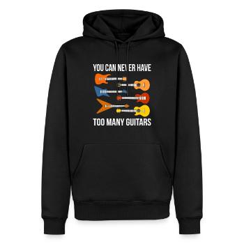 Never Too Many Electric Guitars Funny Guitarist Mus - Men’s Premium Organic Hoodie - black - Front - Nico (187cm)