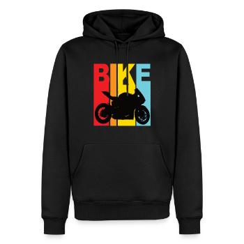 Motorrad Motorradfahrer Bike Maschine Biker - Männer Premium Bio Hoodie - Schwarz - Vorne - Nico (187cm)