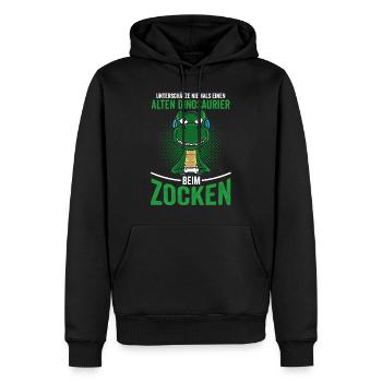 Zocker Opa Papa Dinosaurier gamer - Männer Premium Bio Hoodie - Schwarz - Vorne - Nico (187cm)