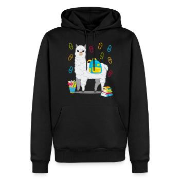 Lama Alpaka Einschulung Schulbeginn Geschenk 2020 - Männer Premium Bio Hoodie - Schwarz - Vorne - Nico (187cm)