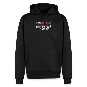 was du heute kannst Entkorken. Wein. - Männer Premium Bio Hoodie - Schwarz - Vorne - Nico (187cm)