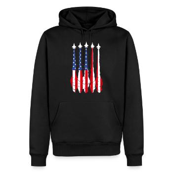 Amerikanische Flagge USA Flugzeug Jet Fighter 4. Juli Pa - Männer Premium Bio Hoodie - Schwarz - Vorne - Nico (187cm)