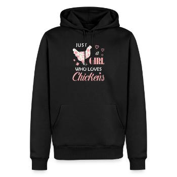 Juste une fille qui aime les poulets Poulet Fleurs loin - Sweat à capuche Premium bio Homme - noir - Devant - Nico (187cm)