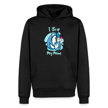 J'aime ma maman pingouin mère enfant amour - Sweat à capuche Premium bio Homme - noir - Devant - Nico (187cm)