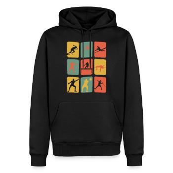 Leichtathletik Vintage Retro Athletik - Männer Premium Bio Hoodie - Schwarz - Vorne - Nico (187cm)