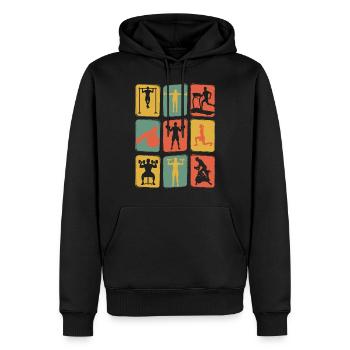 Gym rétro vintage gym - Sweat à capuche Premium bio Homme - noir - Devant - Nico (187cm)