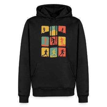 Trailrunning Traillauf Rétro Vintage - Sweat à capuche Premium bio Homme - noir - Devant - Nico (187cm)