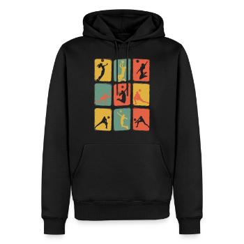 Volleyball Retro Vintage - Männer Premium Bio Hoodie - Schwarz - Vorne - Nico (187cm)