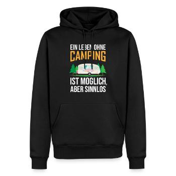 Ein Leben ohne Camping ist möglich, aber Sinnlos - Männer Premium Bio Hoodie - Schwarz - Vorne - Nico (187cm)