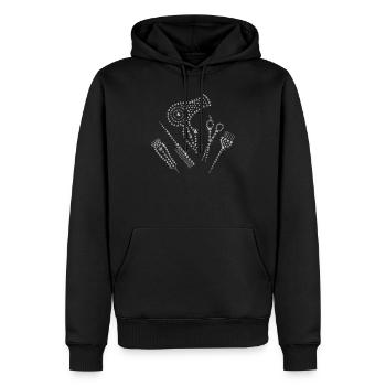 Coiffeur coiffeur tablier strass peigne ciseaux H - Sweat à capuche Premium bio Homme - noir - Devant - Nico (187cm)