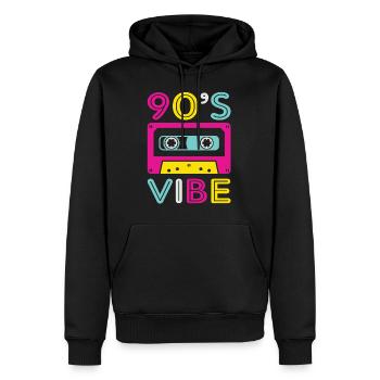 90s 90s fashion 90s music 90s party - Sweat à capuche Premium bio Homme - noir - Devant - Nico (187cm)