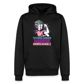 Thyroid Cancer Warrior Unbreakable Strong Woman - Men’s Premium Organic Hoodie - black - Front - Nico (187cm)