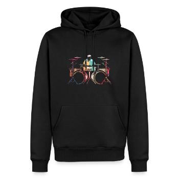 Musique de batteur de batterie - Sweat à capuche Premium bio Homme - noir - Devant - Nico (187cm)