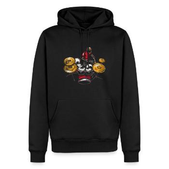 Tambours Drummer Musique - Sweat à capuche Premium bio Homme - noir - Devant - Nico (187cm)