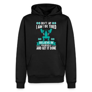 Gym Fitnessstudio Workout - Männer Premium Bio Hoodie - Schwarz - Vorne - Nico (187cm)