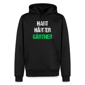Hart Härter Gärtner - Männer Premium Bio Hoodie - Schwarz - Vorne - Nico (187cm)