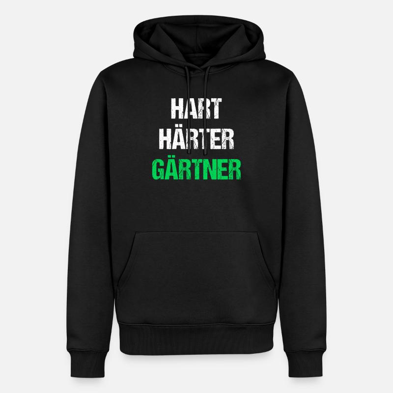 Hart Härter Gärtner - Männer Premium Bio Hoodie - Schwarz