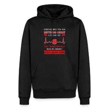 Sani Rettungssanitäter Rettungsdienst Pizza - Männer Premium Bio Hoodie - Schwarz - Vorne - Nico (187cm)