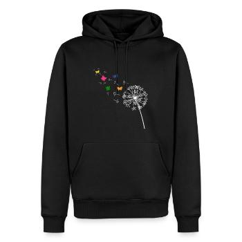 Pusteblume - Männer Premium Bio Hoodie - Schwarz - Vorne - Nico (187cm)