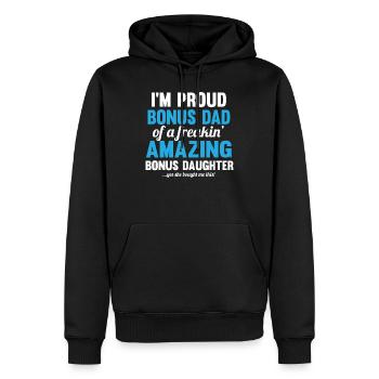 Beau-père Bonus Father - Sweat à capuche Premium bio Homme - noir - Devant - Nico (187cm)