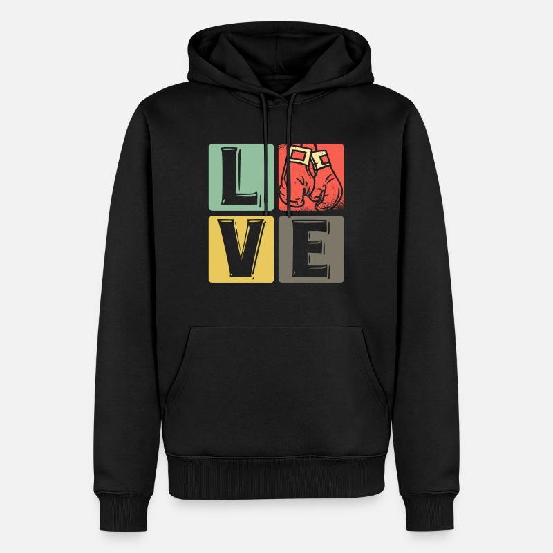 Boxe - Amour - Sweat à capuche Premium bio Homme - noir