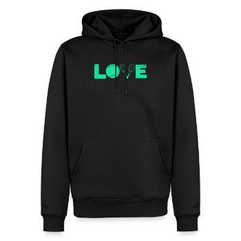 Raquette de tennis Tennis Love - Sweat à capuche Premium bio Homme - noir - Devant - Nico (187cm)
