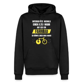 Alter Mann Fahrrad Elektro e-Bike Elektrofahrrad - Männer Premium Bio Hoodie - Schwarz - Vorne - Nico (187cm)