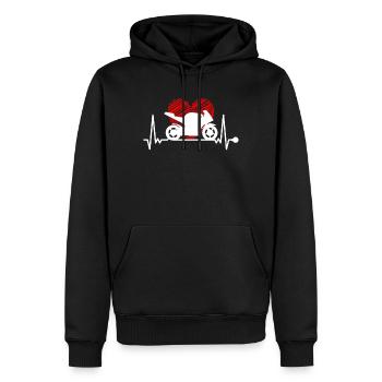 Herzschlag Motorrad Biker Bike Motorbike Puls EKG - Männer Premium Bio Hoodie - Schwarz - Vorne - Nico (187cm)