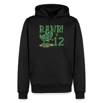 Rawr Ich bin 12 Dinosaurier Geburtstag für Jungen - Männer Premium Bio Hoodie - Schwarz - Vorne - Nico (187cm)