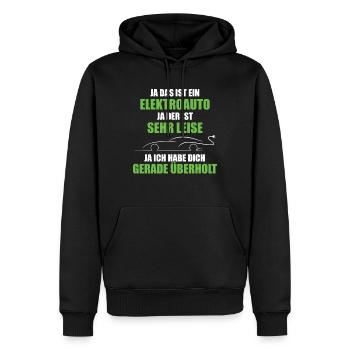 Elektroauto E-Auto Strom Grün Umweltschutz - Männer Premium Bio Hoodie - Schwarz - Vorne - Nico (187cm)