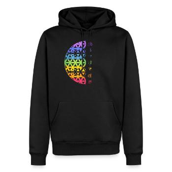 Fleur de vie symbole méditation chakra - Sweat à capuche Premium bio Homme - noir - Devant - Nico (187cm)