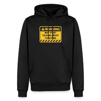 Peut commencer à parler de coaching - Sweat à capuche Premium bio Homme - noir - Devant - Nico (187cm)