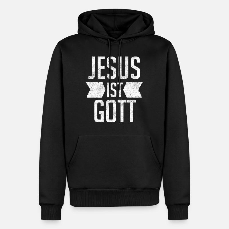 Jesus ist Gott - Männer Premium Bio Hoodie - Schwarz