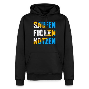 Saufen Ficken Kotzen Party Urlaub Mallorca Ibiza - Männer Premium Bio Hoodie - Schwarz - Vorne - Nico (187cm)