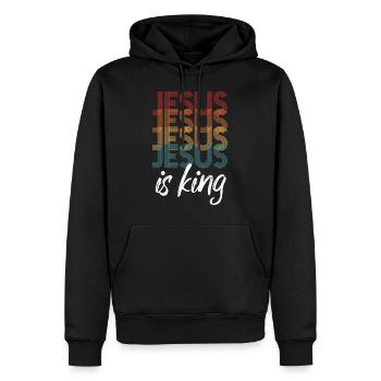 Jésus est roi - Sweat à capuche Premium bio Homme - noir - Devant - Nico (187cm)