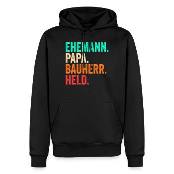 Bauherr Papa Vater Vatertag Bauleiter Hausbau - Männer Premium Bio Hoodie - Schwarz - Vorne - Nico (187cm)