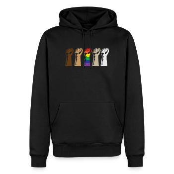 We Are All Human Black Lives Matter Gay Pride - Männer Premium Bio Hoodie - Schwarz - Vorne - Nico (187cm)