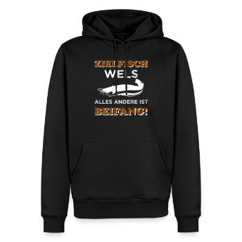 Wels Angeln - Männer Premium Bio Hoodie - Schwarz - Vorne - Nico (187cm)